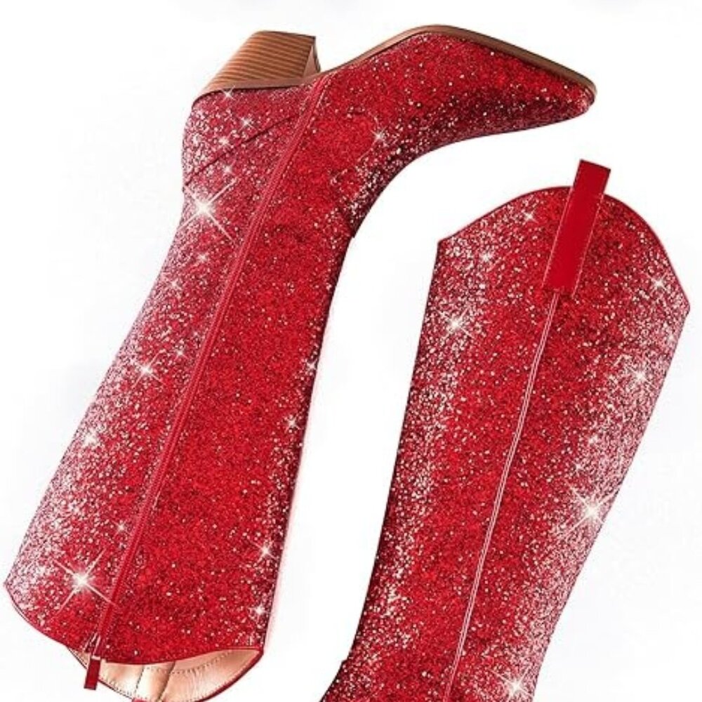 New never worn!!! Red Glitter Cowgirl boots size 8.5